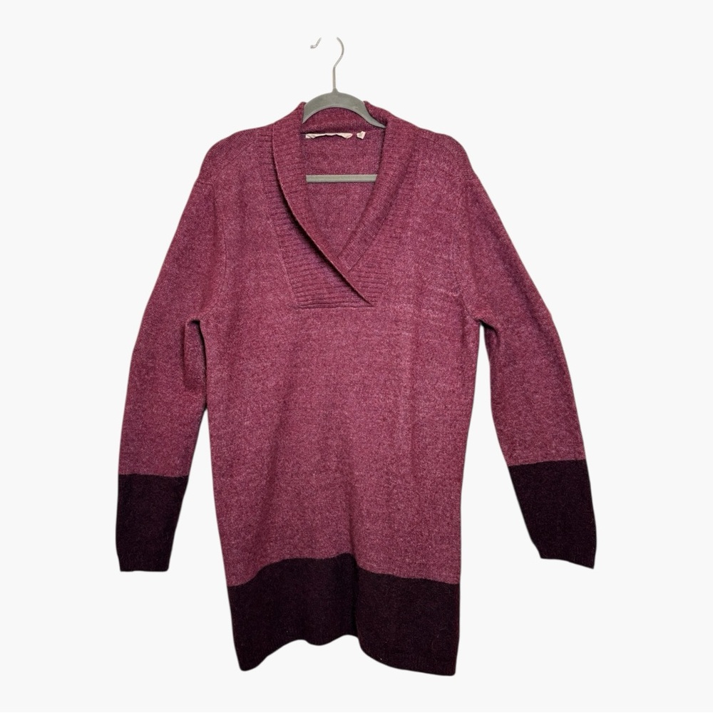Soft Surroundings Purple Knit Sweater Tunic Side Button Detail Large